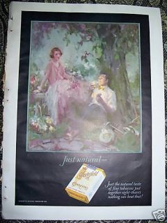 1927 Chesterfield Cigarettes Antique Push Lawn Mower Ad