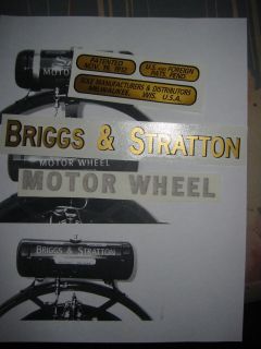 Briggs & Stratton Motor Wheel decals like Smiths, Briggs & Stratton 