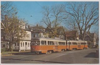   Massachusetts Postcard PCC Cars 3136 3131 MTA MBTA Bus Trolley Cars