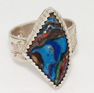   Silver/925 Native American Darrell Brown Copper Turquoise Ring 8 N1