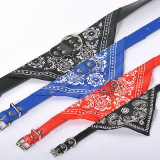 fashion pet dog bandana collar adjustable s m l xl faux leather