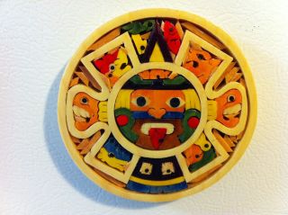 Aztec Mayan Calendar 2012 End of the World Wooden Art Fridge Magnet 