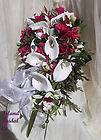 BRIDE WEDDING FLOWERS SILK BOUQUET White Calla Lilies, Sangria