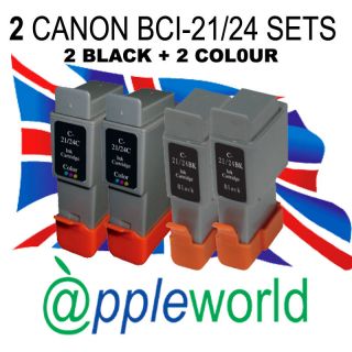 SETS of Canon BCI21 24 Compatible Ink Cartridges (2 Black & 2 Colour 