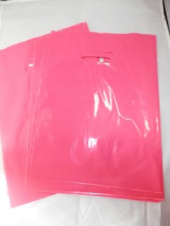   12 Hot Pink GLOSSY Low Density Plastic Merchandise Bags, Gift Bags
