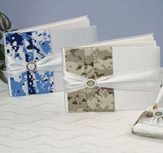   Lynn Military Collection Tan or Blue Camouflage Wedding Guest Book