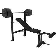 CAP Barbell Deluxe Standard Bench with 100 lb Weight Set Lifting