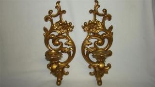   Homco Syroco Gold Wall Sconces / Candle Holders Home Interior #5133