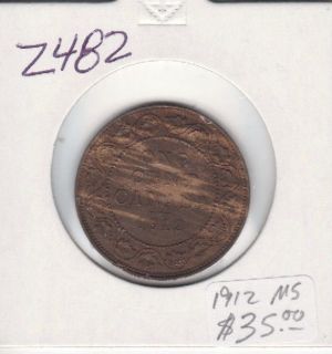 1912 canada one cent ms cat z482 from canada returns