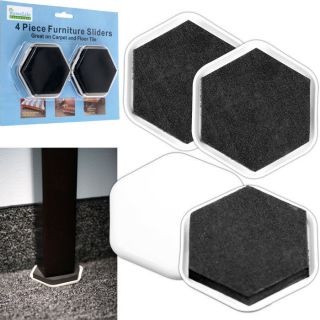   Large Furniture Sliders Push & Move  Set of 4  Works on Carpet or Tile