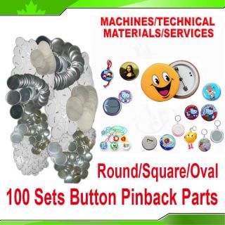 100 Sets 8 Sizes Pin back Parts for Badge Button Maker Machine Round 