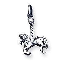 New Sterling Silver Small Antiqued Carousel Horse Charm