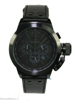   TW843 Fast Shipping COOL BLACK Canteen 45mm Chronograph BRAND NEW