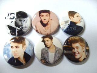6x Justin Bieber SET THREE Buttons Badges shirt pins pinbacks NEW