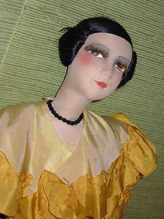 exceptional EXT. RARE silk face *French c1920 BOUDOIR DOLL*all 