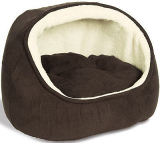 New Cat Bed Hooded Cat Snuggler Pet Bed with Cushion Brown 51467