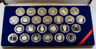 1985 Silver 25 Coin Proof Set, British Virgin Islands, Caribbean 