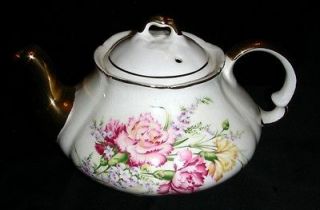 Vintage HEATMASTER Tea Pot Made in England Carnation Flowers