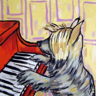 silky terrier dog art ceramic TILE coaster pet gift JSCHMETZ piano pop 
