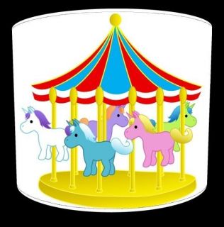 Carousel Horses Childrens Drum Lamp Shades Ceiling Lights Table 