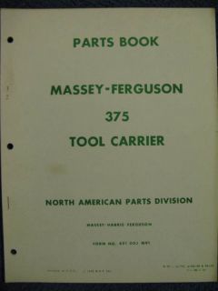 Massey Ferguson 375 Tool Carrier Parts Catalog Manual