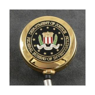 FBI Seal Emblem Gold Retractable ID Badge Holder Reel