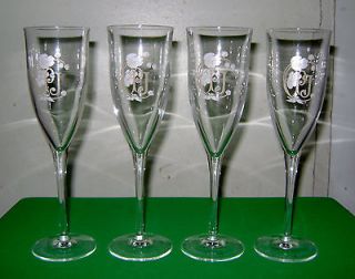 PERRIER JOUET CRYSTAL CHAMPAGNE IMPERIAL FLUTES SET OF 4