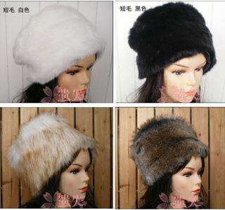   Women Lady Warmer Fluffy Faux Fur Pillbox Ski Headdress Cap&Hat Gift
