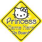 Hello Kitty Princess Personalised Baby On Board Car Sign New Bright 
