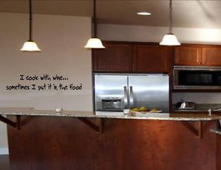 COOK WITH WINE Vinyl wall quotes sayings words lettering decals