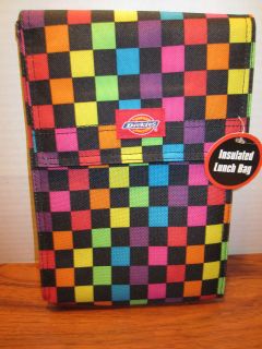 Dickies Insulated Multi Color Checkers BRAND NEW Velcro Lunch Bag