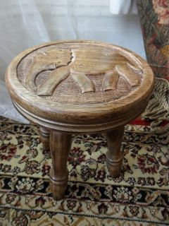   ELEPHANT INDIAN WOOD WOODED MILKING STOOL PLANT STAND TABLE SEAT