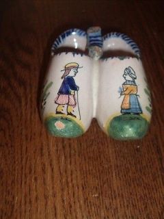 Vintage Quimper Pair His & Hers Dutch Clogs  Open Salts