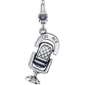 Polished Sterling Silver Microphone Charm
