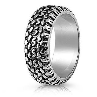 316L Stainless Steel Oxidized Ring   Tire Ring Design  Sz.8 15