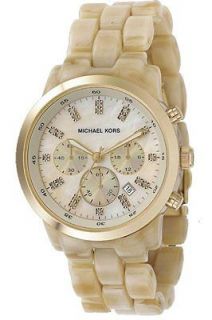 Michael Kors Womens Acrylic Horn Chronograph Watch MK5217 NEW