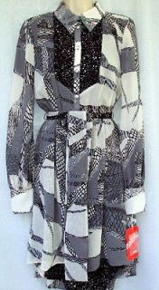   KIRNA ZABETE Dress M Shirt Dress Button Front HIGH LOW Asymmetric Hem