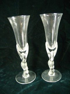 Pair The Snow Dove Crystal Cordial Glasses by Faberge made in France