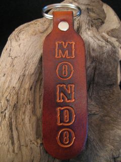 Personalized Name in Distressed Brown Genuine Leather Key Fob / Key 