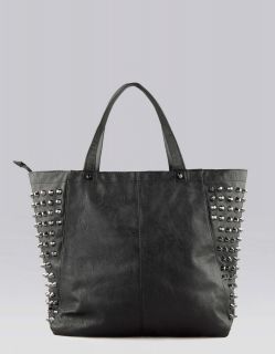 BERSHKA (Zara) Handbag tote bag with side studs Studded black fake 