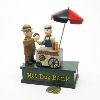 Hot Dog Stand Collectors Die Cast Iron Mechanical Bank Antique 