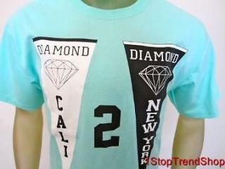 NWT Diamond Supply Co teal NY/Cali mens s/s shirt size small skate $ 