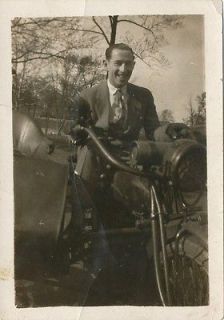 Man on Motorcycle Real Photo 1940s * ?? US Army ?? Sidecar ??