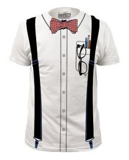 Nerd Bow Tie Suspenders Glasses Cool Halloween Costume T Shirt Adult 