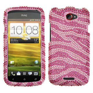 For T Mobile HTC One S Case Cover Bling Rhinestones Zebra Skin Hot 