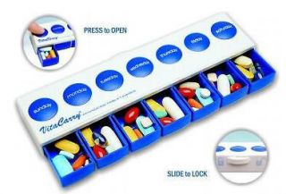 Push Button Pill Box   Pill Container With Compartments That Pop Open