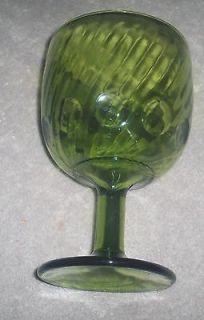 Green Thumprint & Swirl Ice Tea / Water Goblet .6 1/8 Tall Vintage 