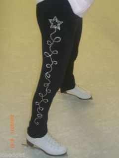 ICE SKATING LEGGINGS OVER THE HEEL DESIGN CRYSTAL STAR TRAIL MADE TO 