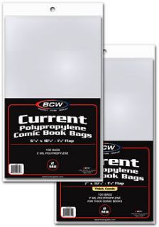 200 BCW NON RESEAL Current Comic Bags & Backer Boards
