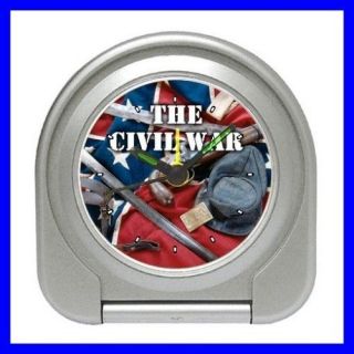 Desk Clock CIVIL WAR Confederate Flag Sword Hat Alarm (11828949)